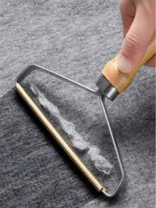 1/2 chiếc dụng cụ gỡ xơ vải cán gỗ, dụng cụ loại bỏ lông thú cưng hai mặt, dụng cụ loại bỏ xơ vải bằng kim loại và gỗ, không làm hư hại áo khoác len. - A - Xem 3