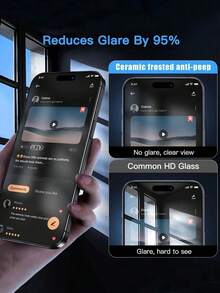 Bộ 2 miếng dán màn hình chống nhìn trộm bằng gốm mờ, góc nhìn 25°, chống chói, chống bám vân tay, độ cứng 9H, phủ toàn màn hình, tương thích với iPhone 17 Pro Max, 17 Pro, 17 Air, 17, 16 Pro Max, 16 Pro, 16, 16E, dòng 15 đến 11 và dòng X. - màu đen - Xem 5