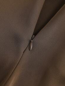 Chân váy maxi nữ màu nâu thanh lịch bằng polyester với chi tiết ren tương phản tinh tế, kiểu dáng thường ngày không co giãn, chân váy màu nâu và trang phục thường ngày mùa xuân, trang phục dự lễ hội âm nhạc. - màu nâu - Xem 7