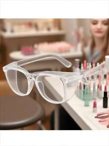 一副防尘美甲眼镜 - 透明/粉色/黑色/蓝色镜片，防风设计，精准美甲护眼工具，足部护理配件，轻便耐用塑料镜框，时尚款式，坚固结构，美容必备 - 彩色 - 查看 4