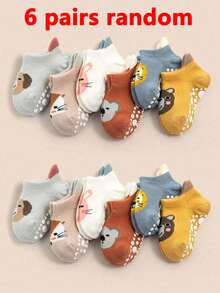 6 Pairs Anti-Slip Gel Baby Socks, Cute Cartoon Children Boat Socks - Multicolor - View 5
