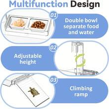 Large Acrylic Turtle Basking Platform With Feeding Dish And Adjustable Ramp, Non-Slip And Durable, Height Adjustable Hanging Shelf. Suitable For Small Turtles, Reptiles And Aquatic Pets (Large Set) - View 3
