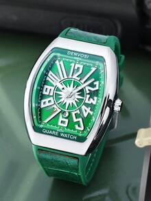 Men's Starry Sky Barrel Luxury Watch With Silicone Strap - Neon - View 5