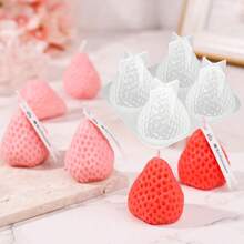 3 Peças Moldes de Vela com Formato de Morango (Velas Não Incluídas). Moldes de Vela de Silicone em Formato 3D de Morango - DIY Artesanal para Casamento, Presentes de Aniversário, Sabonete, Gesso e Moldagem de Resina - molde de morango - Visão 8