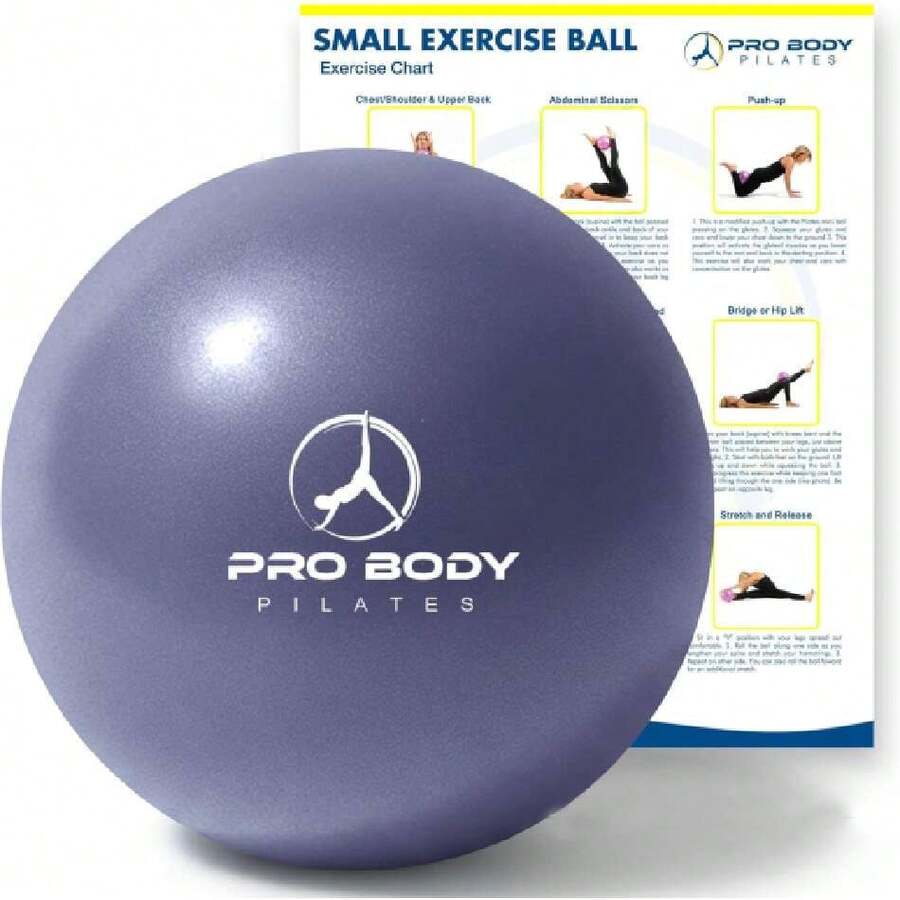 ProBody - Pelota de pilates pequeña de yoga, bola de ejercicio de 9 pulgadas con guía de ejercicio, mini bola de terapia suave de colores frescos, bola de estabilidad, bola de entrenamiento de,44460458 - Marrón - Ver 1