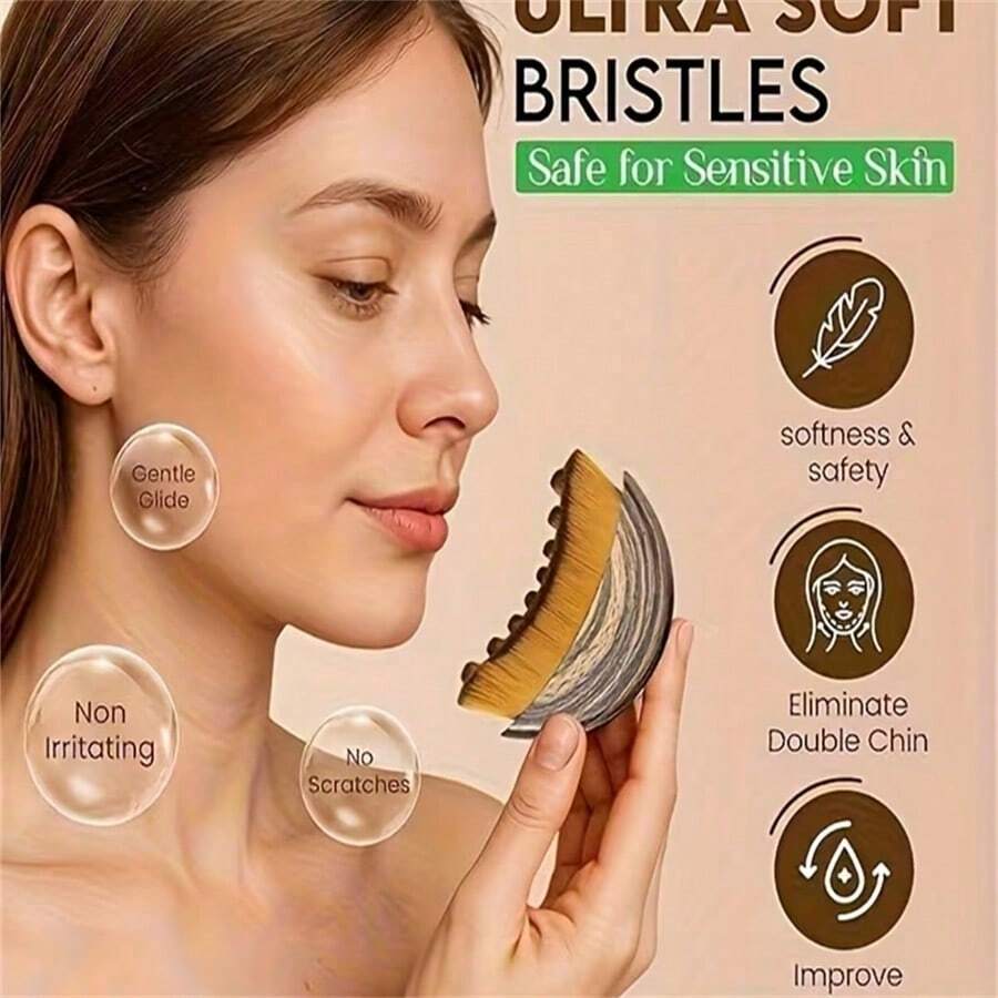 Lymphatic Contour Face Brush, Dry Brush For Face, Chin And Jawline Lymphatic Drainage Massager, Ergonomic Design Precisely Fits Skin, Relieves Fatigue - 1pc - View 1