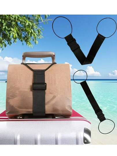 Correa ajustable para equipaje con gancho - Accesorio de maleta de viaje para asegurar bolsas adicionales, correa envolvente para asa de equipaje con ganchos para colgar bolsas, bufandas y chaquetas, material de nailon duradero con hebilla de liberación rápida, perfecto para viajes, viajes de negocios y uso en el aeropuerto, sin talla grande bolsas que cargar