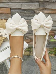 Beige Fabric-beige Bow