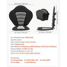 Kayak Seat, 2 Pack 0.5" Thick, Universal Paddle Board Seat With Back Support, Sit-On-Top Soft Padded Cushion With Storage Bag & Adjustable Straps For SUP, Canoe, Fishing Boat, Inflatable Kayak - Regular Style, 2-piece Set, Regular Thickness - View 11