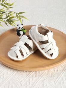 1 Pair Boys & Girls Breathable Non-Slip Hook & Loop Design Toddler Sandals, Suitable For Spring, Summer And Autumn - White - View 6