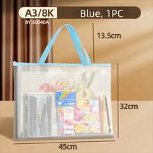 Bolsa de Projeto A3/A4 para Artesanato de Acolchoado, Bolsa de Armazenamento com Alça, Bolsa de Arquivo Grande, Bolsa de Malha Transparente com Grade, Bolsa de Desenho e Esboço Portátil com Zíper, Bolsa de Documentos, Pastas de Arquivo, Suprimentos de Escritório - A - Visão 18