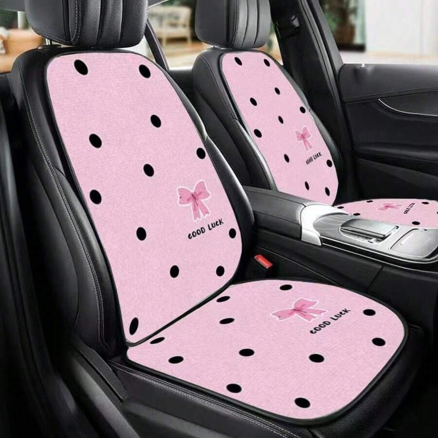1件波点蝴蝶结水晶绒汽车座椅垫套 - 波點蝴蝶結 - 查看 1