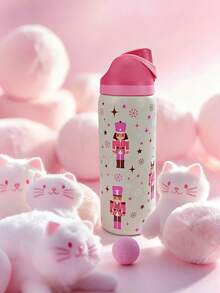 OwaIa Cute Pattern Large Capacity Stainless Steel Water Bottle,32oz/945ml,With A Straw,Exquisite Appearance,Keeps Drinks Hot Or Cold,Can Hold Iced Drinks And Water,Suitable For Leisure,Work,Sports,Indoors And Outdoors,Suitable For Students And Office Workers,As A Gift - 西瓜粉 - 查看 3