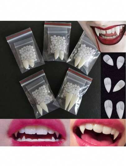 Set de colmillos de vampiro de Halloween - Dientes para juego de roles DIY, perfectos para Halloween y decoración de fiestas para juego de roles