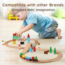New Wooden Train Set For Toddler With Double-Side Train Tracks Fits Brio Thomas Melissa And Doug Wood Toy Train For 3 4 5 Year Old Boys And Girlsghshtddf - SmallTown - View 7