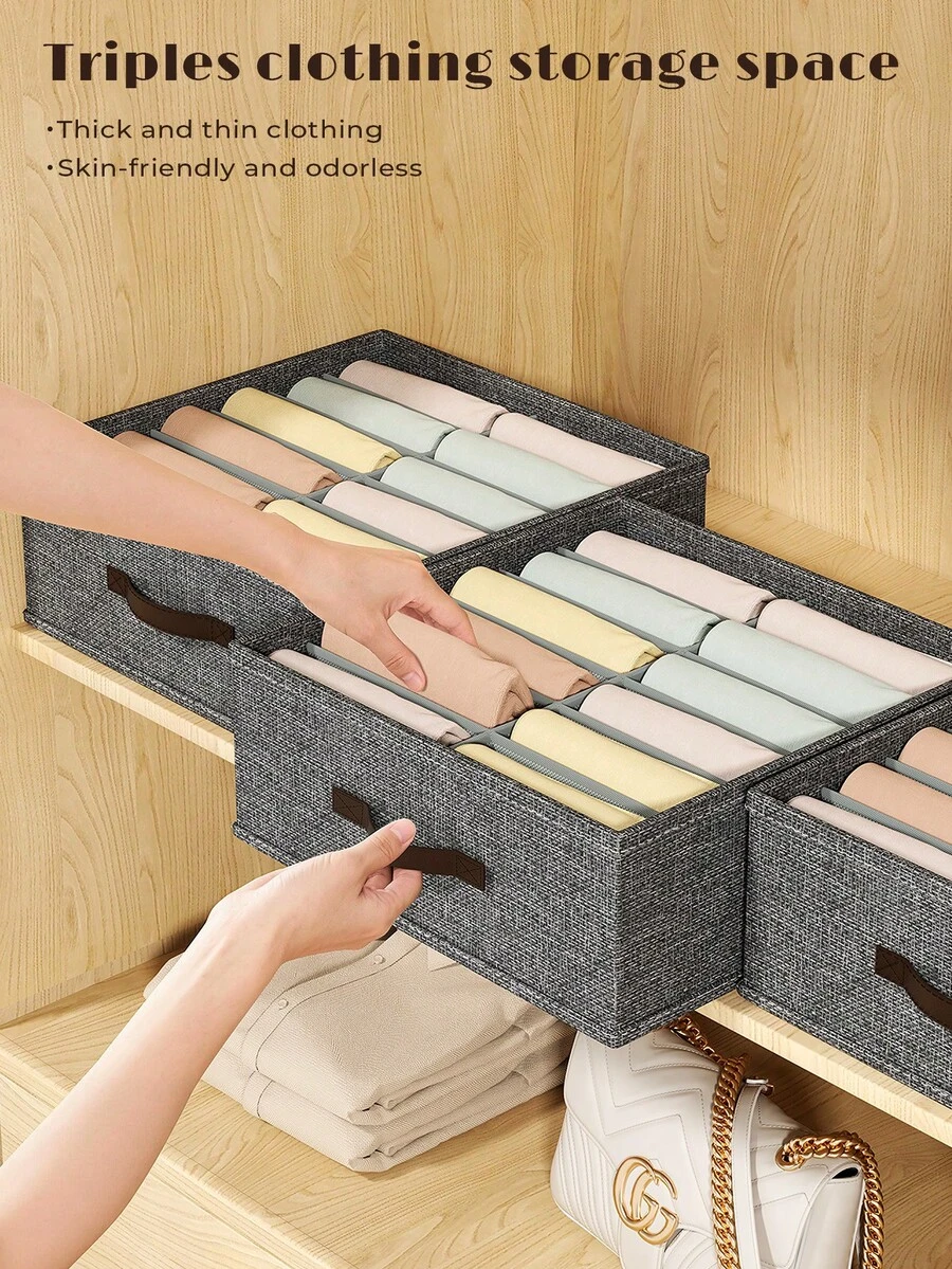 1PC Double-Row Foldable D-Type Storage Box, Durable Structure, Space-Saving Foldable Design, Clear Classification, Sturdy Material, Large Capacity, Perfect For Desktop, Closet, Home Office Toiletries Cosmetics Small Items Tidy Organization - View 1
