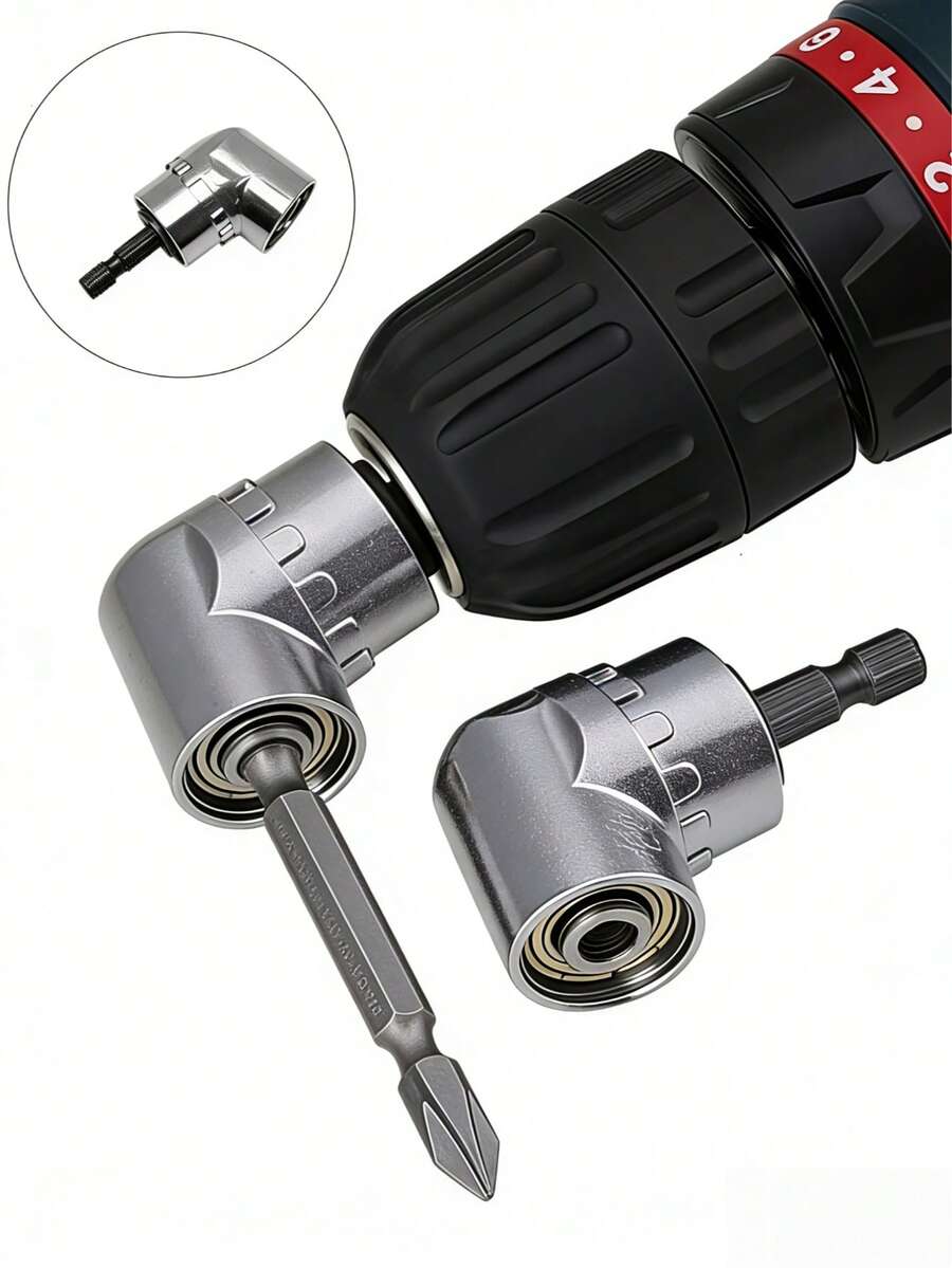 Đầu khoan góc vuông chịu lực cao - Bộ chuyển đổi tua vít thay nhanh 105 độ với ổ cắm mũi khoan từ tính, tương thích với máy khoan va đập/máy khoan điện, thích hợp cho không gian hẹp, lắp ráp đồ nội thất, ô tô, sửa chữa đường ống nước - Sử dụng chuyên nghiệp và tự làm, sửa chữa ô tô, thiết kế nhỏ gọn, cấu trúc bền chắc, cải tạo nhà cửa.