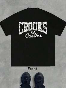 Crooks & Castles Graphic Print T - Shirt - 100% Cotton Oversized Streetwear Tee, Sizes S - 3XL, Black Short - Sleeve With Vintage Pattern & Urban Aesthetic Design - 黑色 - 查看 2