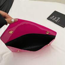 Fashionable Elegant Crocodile Embossed Envelope Clutch Bag, Casual Chic Refined Lightweight Versatile Handbag - Hot Pink - View 5