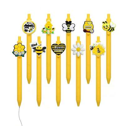 10 chiếc bút bi hình ong dễ thương, bút viết hoạt hình màu vàng Kawaii, văn phòng phẩm thẩm mỹ cho trường học và văn phòng, quà tặng tựu trường, phần thưởng trong lớp học, quà sinh nhật cho học sinh.