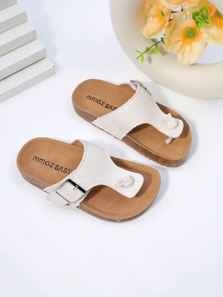 Dép xăng đan đế gỗ chống trơn trượt cho bé gái mùa hè, dép xỏ ngón hở mũi đi biển cho bé gái, dép đế thấp cho bé gái. - Màu be - Xem 3