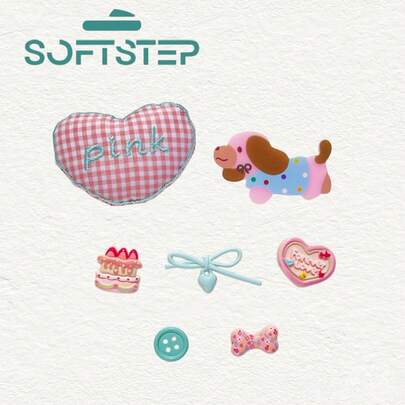 7pcs/Set Heart Shaped Dog Bone & Star DIY 3D Decorations, Suitable For Hollow Out Clogs