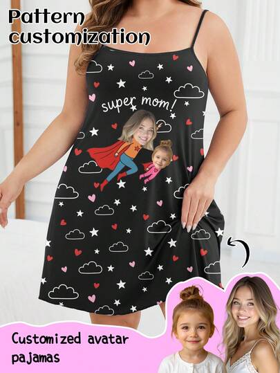 Vestito da notte personalizzato per donna taglie forti, può essere stampato con qualsiasi motivo, camicia da notte personalizzata con foto, abbigliamento da notte comodo e divertente con immagine personalizzata. Adatto per San Valentino, compleanno, regali, personalizzato, colorato, carino, spiritoso, unico, esclusivo, regalo ideale per la fidanzata, adatto per fidanzata, famiglia, amici, anziani, alla moda per l'autunno, occasioni di festa