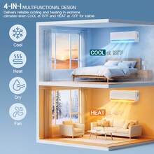 20000 BTU 2 Zone Mini Split AC & Heat Pump – Ductless Inverter System With 9K+9K / 9K+12K / 12K+12K, 25 SEER2, WiFi App Control, Pre-Charged, 208–230V - 雙區 20000 BTU (12k+12k)-WIFI - 查看 5