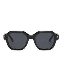 1 par de gafas de hombre con montura cuadrada de PC negra, unicolor minimalista, de moda para usar en la calle - Negro - Ver 3