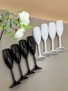 White Wine Glass, Machine-Blown, Reusable Plastic, Shatter-Resistant, Multipurpose For Cold Drinks, Suitable For Weddings, Bridal Parties And Other Occasions - Multicolor - View 4