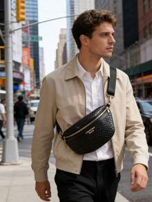 Túi đeo chéo/đeo vai nam kiểu dáng tối giản thường ngày - màu đen - Xem 7