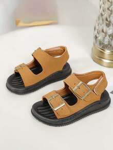 1 đôi dép xăng đan mùa hè bán chạy nhất cho bé, giày đi biển unisex cho trẻ nhỏ, đế mềm chống trượt. - Màu Khaki - Xem 2
