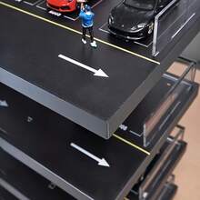 Maqueta de estacionamiento exterior de 4 pisos a escala 1/64, con autos de madera y acrílico, vitrina de almacenamiento y exhibición diseñada específicamente para autos de fundición a presión: juguete educativo que fomenta la capacidad de apilar y facilita el almacenamiento - Garaje abierto de cuatro pisos (sin modelos de autos ni maniquíes) - Ver 8