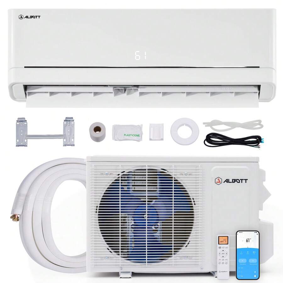 12000 BTU Mini Split Air Conditioner & Heater – 18 SEER2 115V Inverter Ductless AC With App & Remote Control, Self-Cleaning, Cools Up To 750 Sq.Ft. - 12000BTU 115V,18 SEER2 - 查看 1