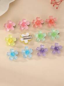Set de 12 piezas de pasadores de pelo con flores de colores, adecuados para decoración diaria - Multicolor - Ver 5