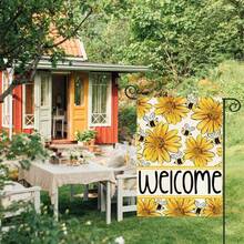 Rustic Sunflower Bee Garden Flag Double Sided 12x18 Inch For Farmhouse - Spring Summer Seasonal Welcome Yard Banner With Bumblebees & Flowers, Outdoor Porch Patio Hanging Farm Theme Decor, No Flag Pole Included - Nhiều màu - Xem 2