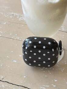 Minimalist Black And White Polka Dot Pattern Bluetooth Earphone Case For Apple AirPods 3, Soft Protective Case, Compatible With Apple AirPods 4/2 Wireless Bluetooth, Pro New Third/Second Generation, Niche Heart-Shaped Pendant Anti Drop Compatible With AirPods First Generation Birthday Gift Party - 黑色 - 查看 8