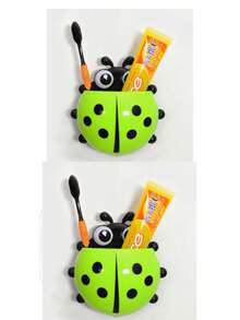 2pcs Cute Cartoon Ladybug Wall-Mounted Toothbrush Holder, Wall-Mounted Bathroom Storage Rack, Can Hold Toothpaste And Facial Cleanser, Suitable For Bathroom, Dorm - Multicolor - View 10