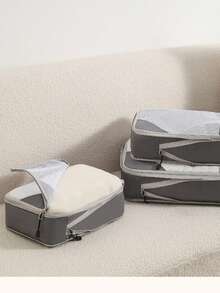 1/3pcs Travel Compression Storage Bags, Luggage Organizer Bags, Essential Travel Carry-On Compression Packing Cubes - Multicolor - View 3