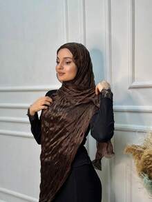 Khăn trùm đầu Hijab thời trang mùa xuân/hè mới về, chất liệu organza mềm mại, viền lượn sóng, xếp ly tự nhiên, thoáng khí, nhẹ, cỡ dài, thích hợp đi biển và nghỉ lễ. - Nhiều màu - Xem 7