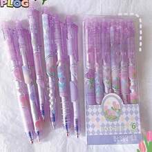 6 Pcs Erasable Gel Pens Retractable Tulip Flower 0.5mm Fine Point Black Ink Writing Pens For Office School Use Women Girls - Mực đen Tulip - Xem 2