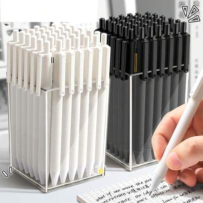 Bộ 10 hoặc 20 bút bi đen trắng dùng trong kỳ thi, bút bi gel bấm, bút bi cao cấp kiểu Ins-Style, bút bi khô nhanh 0.5mm màu đen ST Pen dành riêng cho học sinh.