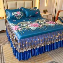 Bộ 3 món ga trải giường bằng vải chiffon in hoa ren (1 ga trải giường + 2 vỏ gối), bộ đồ giường thoải mái, chống trơn trượt, phù hợp cho phòng ngủ và phòng khách, có thể giặt máy, dùng được cả bốn mùa. - Cuộc sống giàu sang và danh vọng - Xem 6