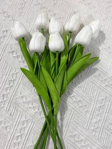 12 pezzi profumo di fiori di tulipano artificiali, adatti come centrotavola, decorazione per tavolo da pranzo, per occasioni come San Valentino, Festa della Mamma, Ringraziamento e decorazione da giardino - Multicolore - Visualizzare 8
