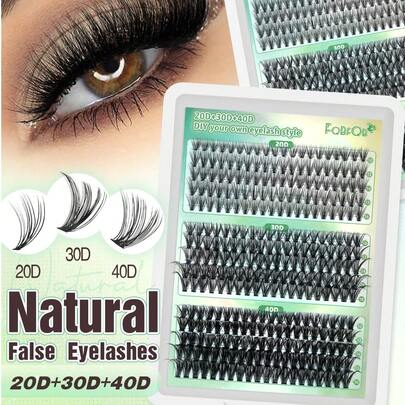Natural/Plush False Lashes, Soft Thin Band Lashes For Elongation, 300 Pieces, 10-16mm Mix, 20D + 30D + 40D / 60D + 80D + 100D. Suitable For DIY, Daily Use, Cat-Eye, Casual, Party, Performance, Lightweight/Flexible Lashes For Beginners To Use.
