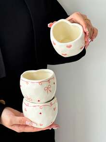 1 chiếc cốc cà phê gốm hình trái tim, thiết kế tối giản dễ thương, cốc gốm dùng đựng cà phê, trà, sữa, nước ép, nước uống, đồ uống làm quà tặng - Nhiều màu - Xem 6