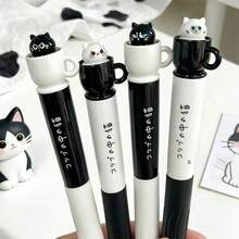 4支装可爱猫咪笔套装，3D猫形圆珠笔，创意卡通按压式签名笔，学生文具，卡哇伊风格，送朋友的好礼物 - 杯子原子筆 - 查看 7