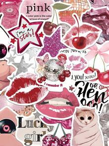 55pcs Pink City Style Stickers Suitable For Planner, Notebook, Laptop, Phone Case, Luggage, Guitar - A - View 10