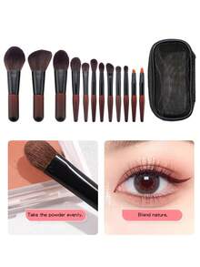 Bộ 12 cọ trang điểm mini cầm tay, cọ tán phấn mắt, phấn má hồng, cọ đánh phấn phủ, dụng cụ trang điểm đầy đủ, cọ cán gỗ, quà tặng Ngày của Mẹ. - Màu Tím - Xem 3