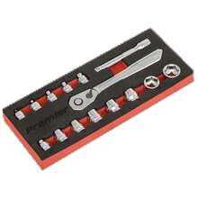 Sealey Premier Platinum Low Profile Socket Set 1/4"Sq Drive 15pc AK5783 - B - View 4